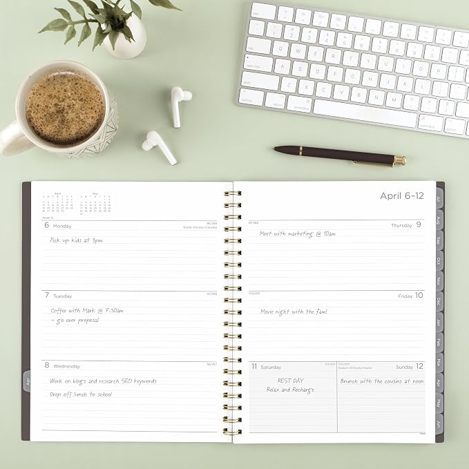 Mead Planner 2026-2027 Weekly & Monthly Academic 15-Month April-June, 8.5" x 11", Ground Coffee (CAW62004), (Pack of 12)