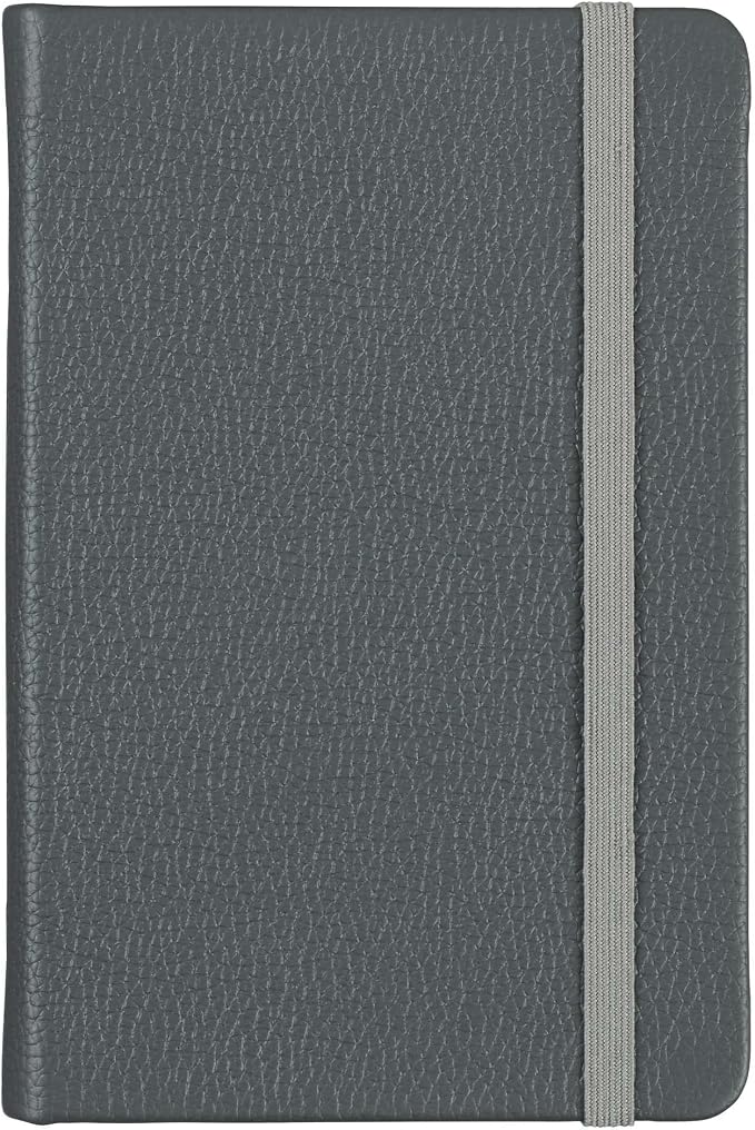 Leather Pocket Notebook, Writing Journal, Full-Grain Leather, Narrow Ruled Paper, Notebooks for Work & School, Twilight Gray (5.7" x 3.8”)