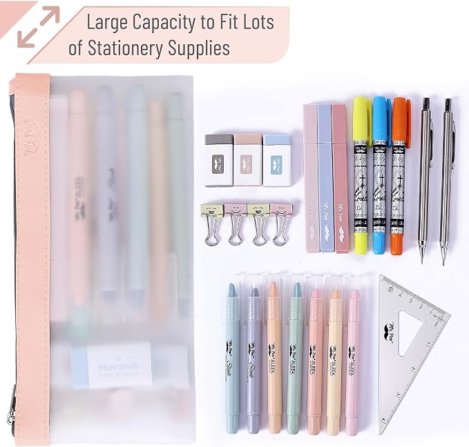Mr. Pen- Clear Pencil Pouch, 8.50"x4.25", 3 Pack, Durable TPU Material | Medium Water-Resistant Pencil Bags with Smooth Zipper, Multipurpose Clear Pouch for Stationery, School, Office