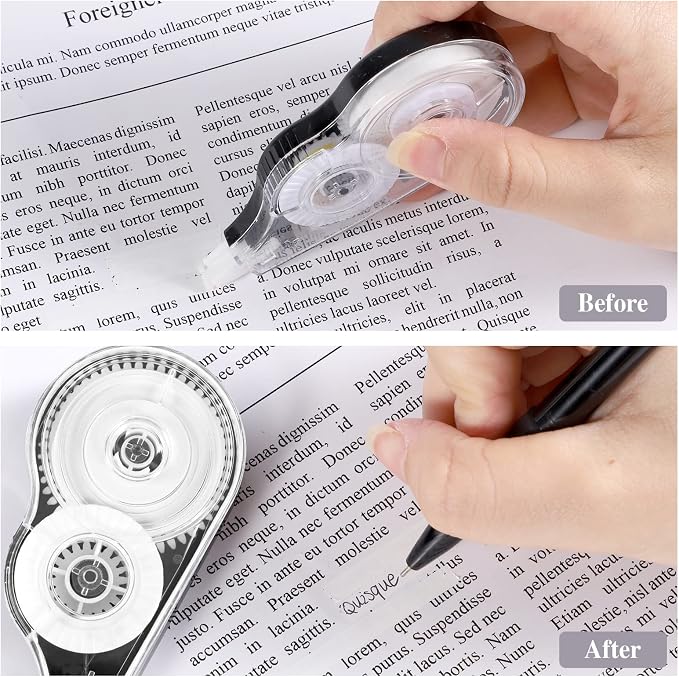 BESARME 12 Pack Correction Tape, 39 ft Each, 0.2 in Width | Instant-dry tape, adjustable gear window, smooth application, compact for school, office, and home use