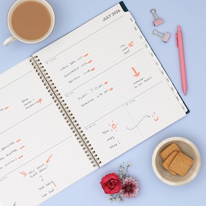 Blue Sky 2026-2027 Weekly & Monthly Academic Planner, 8.5"x11", Greta | July 2026 - June 2027, Flexible Cover, Wirebound, Storage Pocket, Laminated Tabs, Academic Year