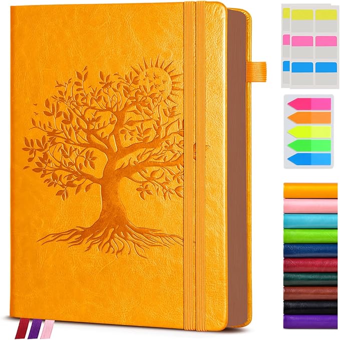 PAIBAS Vintage Leather Journal with 300 Numbered Pages,B5 Lined Journal for Men Women,Daily Journals for Writing,College Ruled Notebook for Work,School,Note taking,Travel Diary,Large (7" x 10")