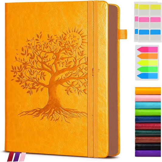 PAIBAS Vintage Leather Journal with 300 Numbered Pages,B5 Lined Journal for Men Women,Daily Journals for Writing,College Ruled Notebook for Work,School,Note taking,Travel Diary,Large (7" x 10")