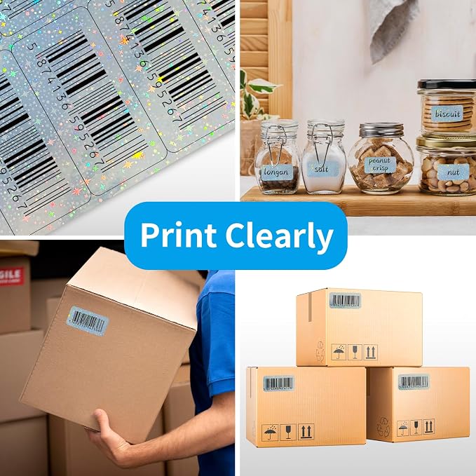 Shipping Labels Stickers, 2"×4" Printable Holographic Mailing Labels for Laser/Inkjet Printing- Matte Holographic Star- 8.5"×11"- 20 Sheet