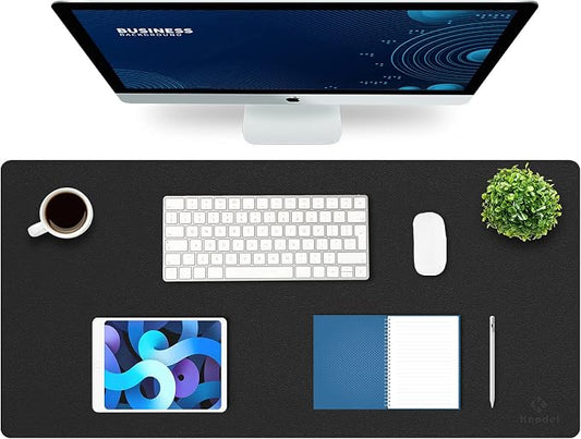 K KNODEL Extra Large Desk Mat, Leather Mouse Pad (35.4"x17", Black) | Desk Pad, Keyboard Pad, Computer and Laptop Mat, Desktop Protector and Cover, Writing Pad and Blotter for Home Office