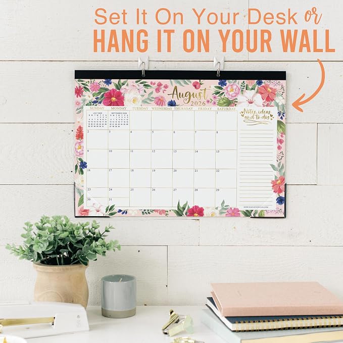 Hadley Designs Large Teacher Desk Calendar 2026-2027 - Desktop Calendar 2026, 18-Month Academic Desk Calendars for School, Home & Office, Cute Classroom Must Haves, Back to School Teacher Gifts