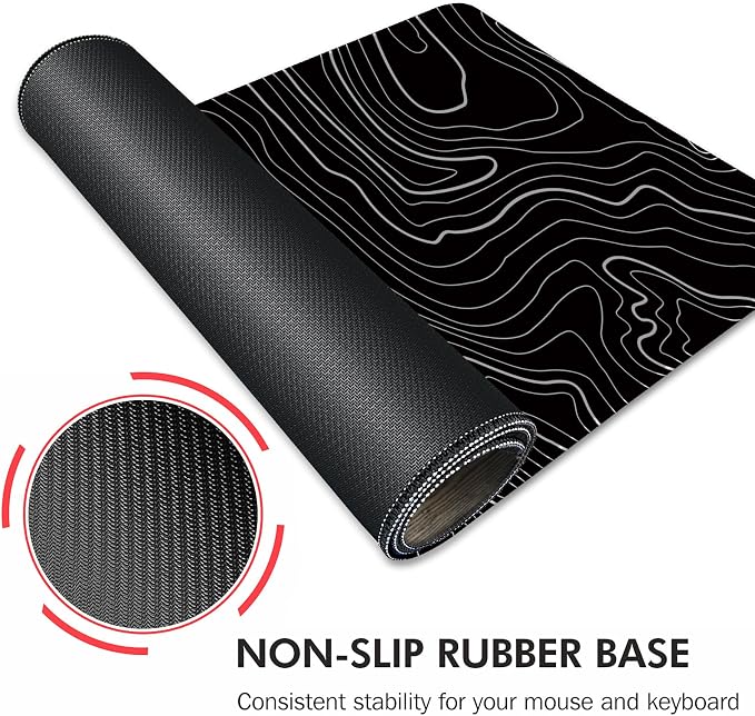 Galdas Mouse Pad For Gaming,XXL XL Large Mouse Mat Long Extended MousePad Desk Mat Non-Slip Rubber Mice Pads Stitched Edges Thin (31.5 x 11.8 x 0.12 Inches) Topographic Map