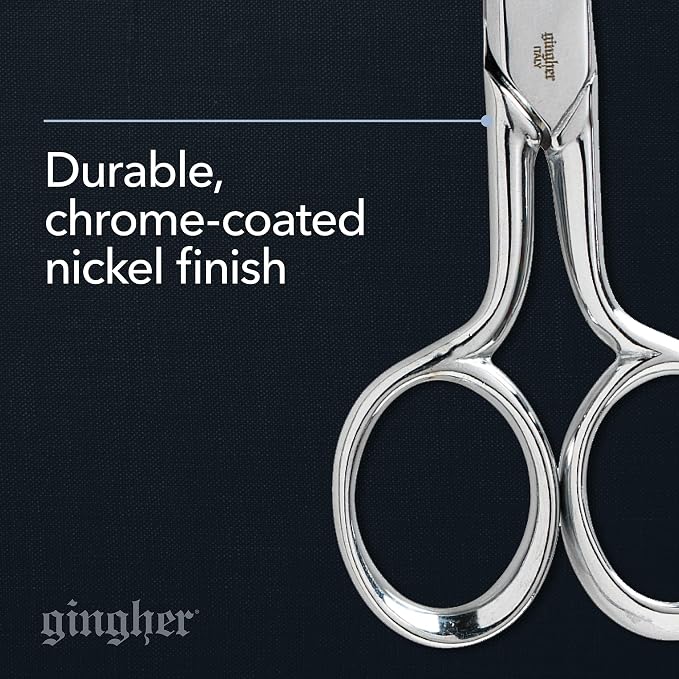 Gingher 5" Straight Fabric Scissors for Cutting Curves & Buttonholes