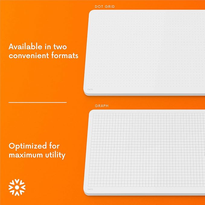 Notsu Dot Grid Desk Notepad, 2 Pack | Tear-Off Landscape Note Pad for Desk, Doubles as Mousepad | Premium Thick Dotted Paper, 50 Sheets, 5.5" x 8.5"