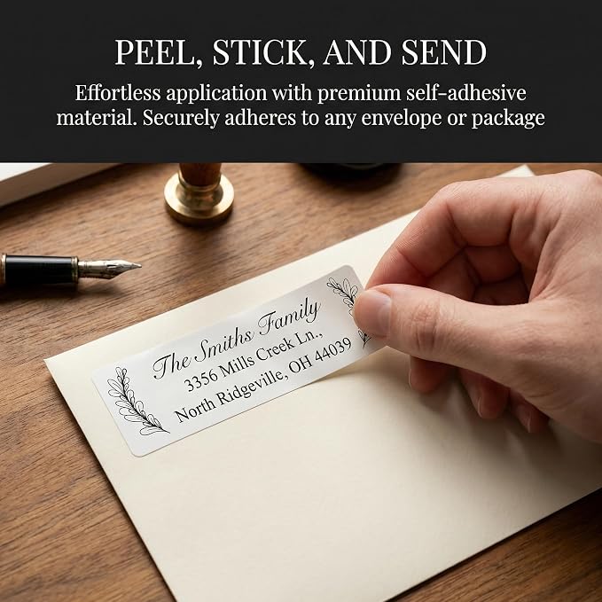 Address Labels Personalized Return Address Labels (10-1000) Personalized Custom Mailing Label for Envelopes 2.5" x 0.75" Self Adhesive Return Stickers Roll, White