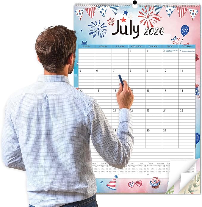 Guasslee 2026 Large Wall Calendar,20"x 30" Vertical Jumbo Hanging Wall Planner,19 Monthly Calendar from Jun. 2026 to Dec. 2027 with Lines,Spiral Binding and Notes for Easy Organizing