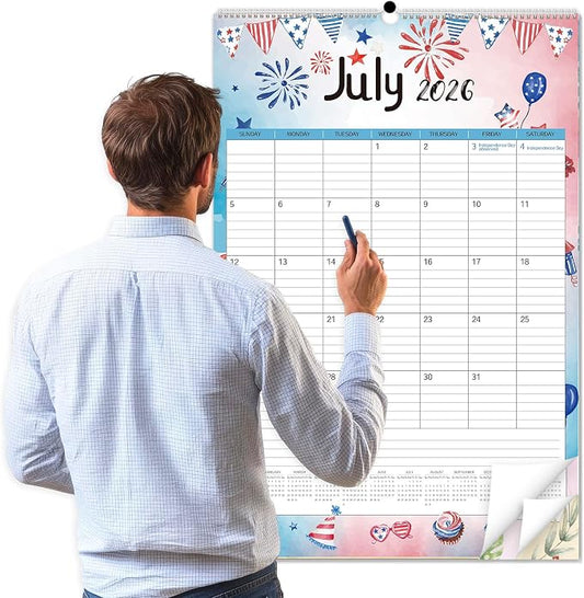 Guasslee 2026 Large Wall Calendar,20"x 30" Vertical Jumbo Hanging Wall Planner,19 Monthly Calendar from Jun. 2026 to Dec. 2027 with Lines,Spiral Binding and Notes for Easy Organizing