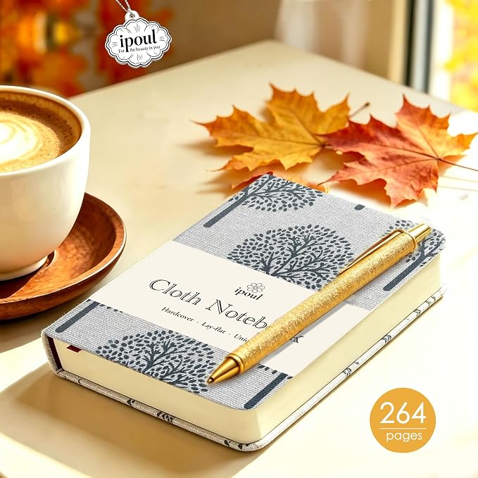 A6 Notebook, Linen Journal, Pocket Notebook, 4x6, Hardcover, Lay Flat, Thick, Small, Lined Notebook & Unlined Sketchbook, The Tree of Life, Beige