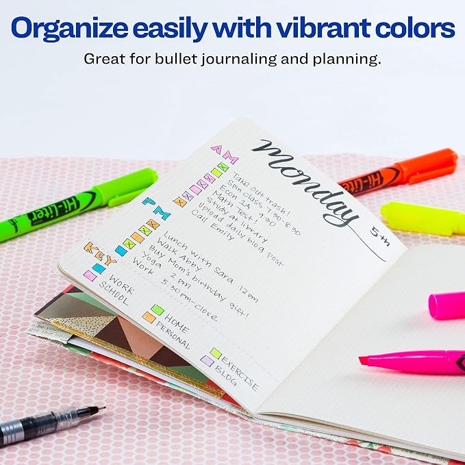 Avery Hi-Liter Pen-Style Highlighters, Smear Safe Ink, Chisel Tip, 4 Assorted Color Highlighters (23545)