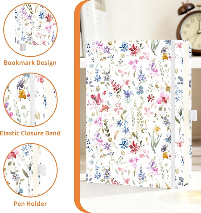 Mlife Lined Journal Notebook for Women & Men,A5 Hardcover PU Leather Journals for Writing,100 GSM Thick Paper, Perfect for College,Work,Office Supplies,Garden D