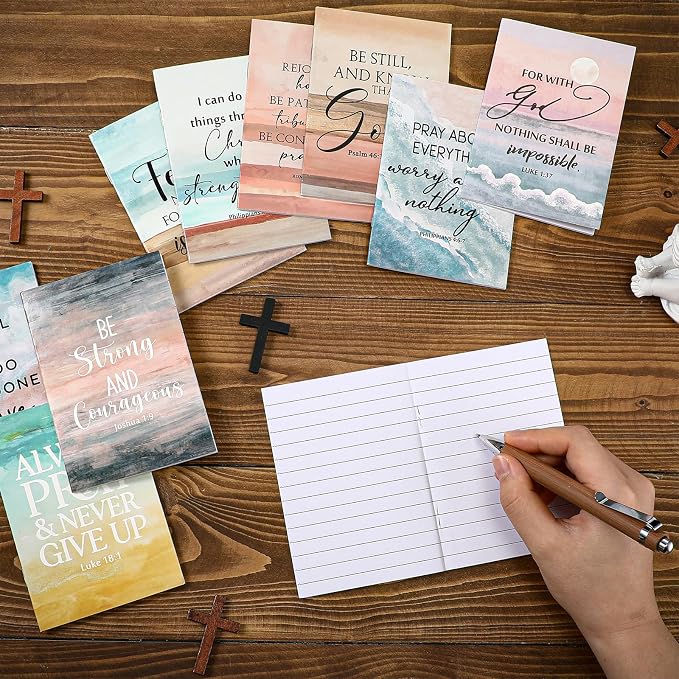 Kosiz 50 Pcs Christian Gift Bulk Mini Bible Verse Notepads Small Inspirational Scripture Note Pads Religious Notebooks Journal for Women Men Church Vbs Sunday School Teacher Student Back to School