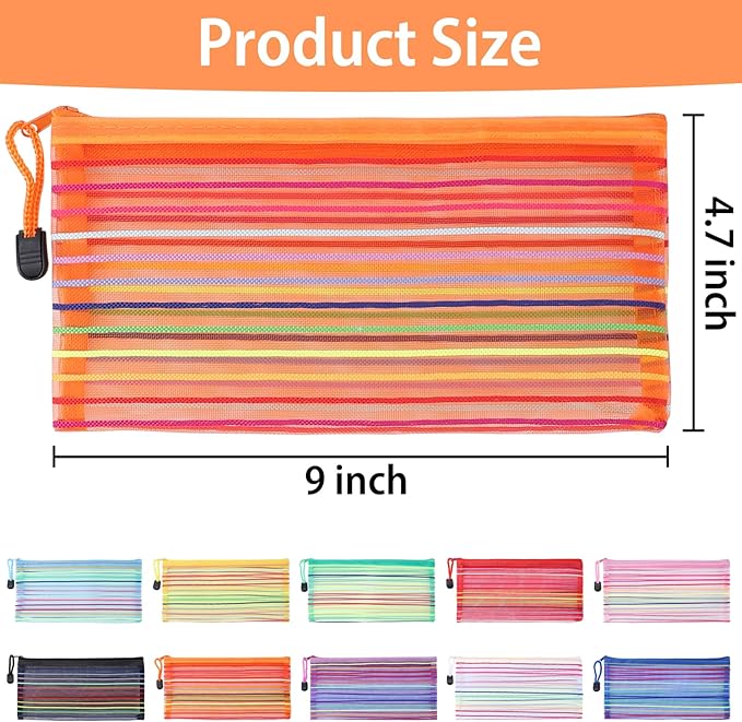 YOPCDJ 30 Pack 10 Colors Mesh Zipper Pouch Bags, Small Pouch Pencil Pouch Bulk, Cosmetics Makeup Bags Accessories Storage Bag, Home Organizing Office School Classroom Supplies