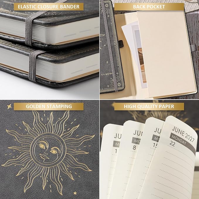 2027 Planner - 2027 Weekly Monthly Planner, January 2027 - December 2027, 5.75" x 8.25", Faux Leather Planner 2027 with Back Pocket & 40 Notes Pages - Mystic Grey