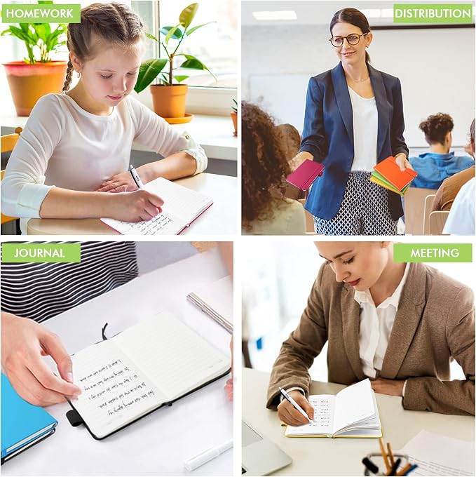 feela Pocket Small Notebooks Bulk, Mini Cute Notepads Hardcover College Ruled Lined Journals with Pen Holder for School Business Memos, with 15 Black Pens, 3.5”x 5.5”, 15 Pack, A6, Solid Colors