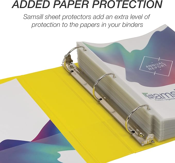 Samsill Durable 2 inch 3 Ring Binder, D Ring Binder, 100% Recycled Chipboard, Yellow, 12 Pack