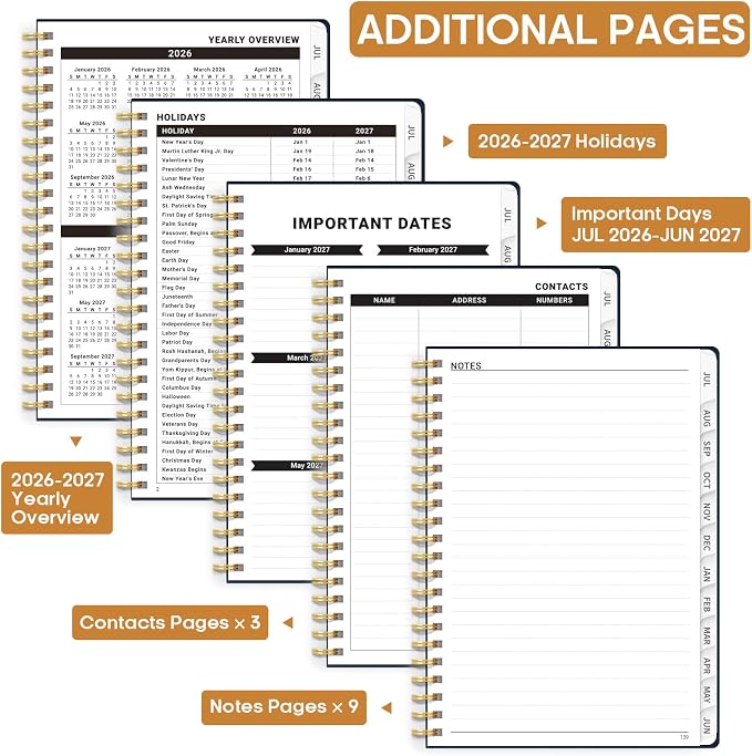 Academic Planner 2026-2027, Weekly and Monthly Calendar Book, July 2026 – June 2027, Hardcover Planner with Tabs, Perfect for Teachers, Students, Women & Men, A4 (8.5" x 11") - Golden Butterfly