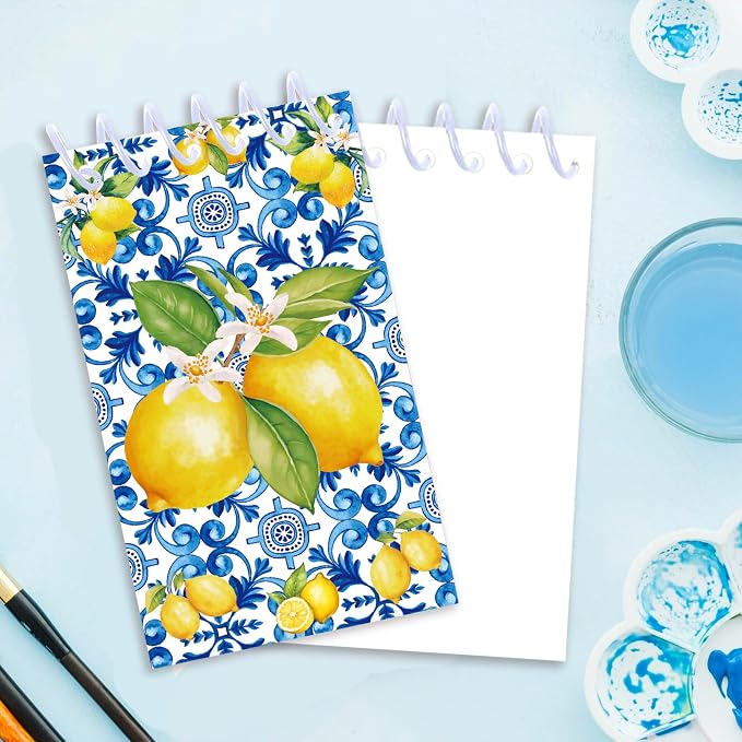 Lemon Coil Notepad 24 Pcs, 2.36 x 3.94 Inch Cute Mini Notebooks 16 Sheets 32 Pages, Citrus Memo Pads Bulk with Lemon Design for Daily Planning, Shopping Lists, Office School Supplies, Party Favors