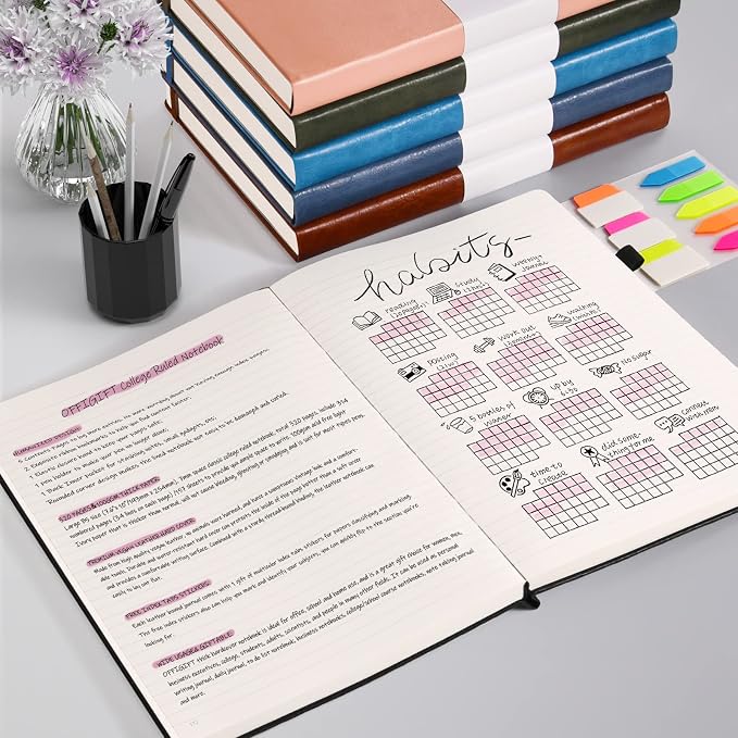 College Ruled Notebook B5, 312 Numbered Pages Diary, Lined Leather Journal | Extra-Thick with 2X Writing Space, 100gsm No Bleed Paper, Hardcover, Lay-Flat, for Work, School, Meeting Notes & Journaling
