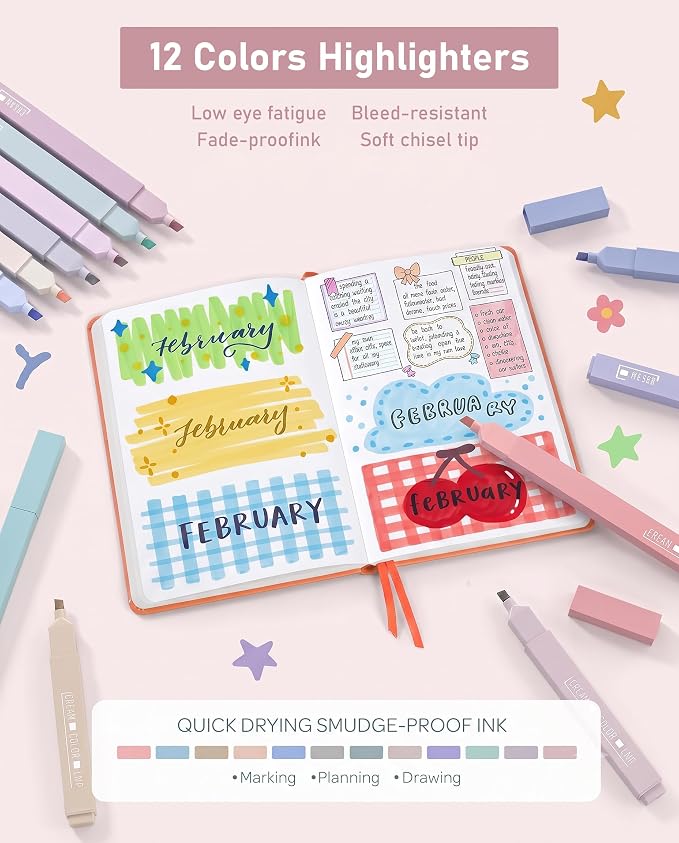 Nicpro School Supplies with Pen Case Pink, 52 PCS Stationery Set for Girls | Large Capacity Pencil Case with 12 Highlighters, 8 Pens, 10 Mechanical Pencil, 6 Multicolor Pen for back to school Essentials