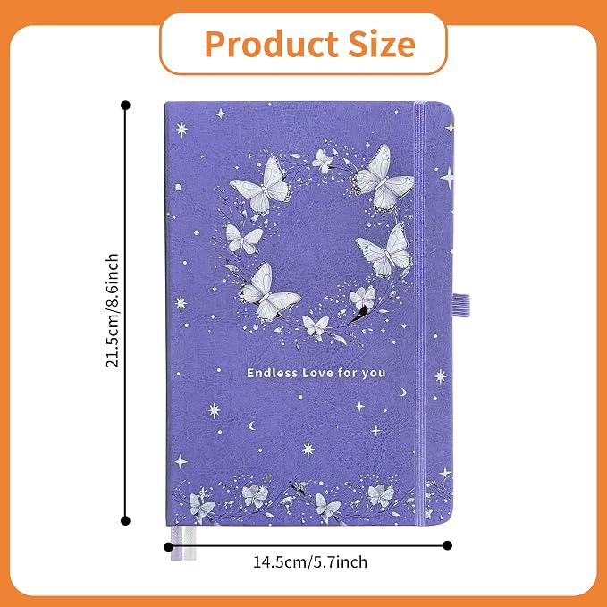 Mlife Lined Journal Notebook for Women & Men,A5 Hardcover PU Leather Journals for Writing,100 GSM Thick Paper, Perfect for College,Work,Office Supplies,Buterfly Style