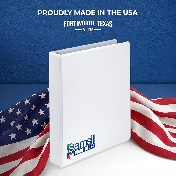 Samsill 1.5 Inch 3 Ring Binder, Economy Round Ring, Clear View Cover, 325 Sheet Capacity - for School, Home, Office - White
