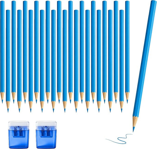 24 Piece Blue Colored Pencils Set with Sharpener, Pre-Sharpened Professional Wooden Art Pencils for Artists Drawing and Sketching, Premium Colored Tone Supplies Delivering Detailed Painting(Blue)