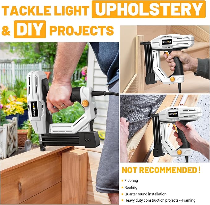Electric Nail Gun, Batavia 2-in-1 Staple Gun Brad Nailer 18 Gauge for Heavy Duty, 120V Stapler Gun for Upholstery, Carpentry, DIY, 1/4'' Narrow Crown Staples 200pcs and Nails 800pcs Included
