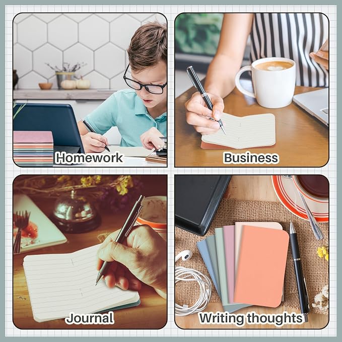 Outus 36 Pcs Pocket Notebook Mini Journal 2.5" x 4" Kraft Paper Mini Notepad Bulk Softcover Pocket Notepad Memo Diary Subject Notebooks for Student Travel School (Morandi Color,Blank Cover)