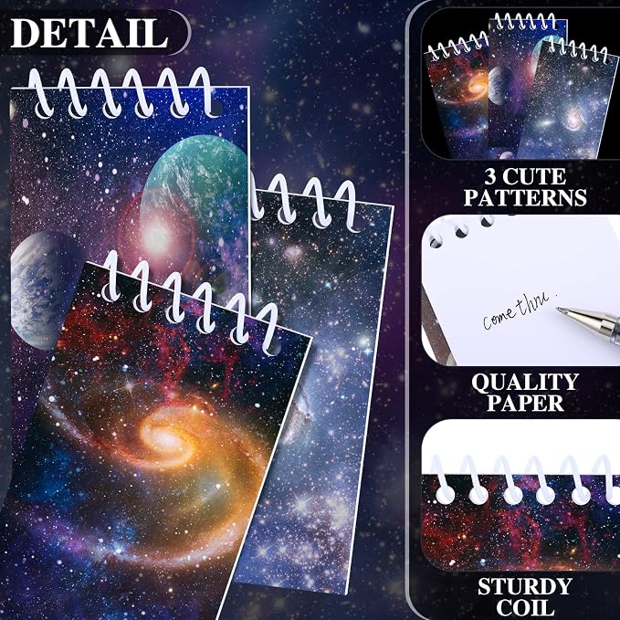 Tinlade 24 Pieces Space Party Favors Outer Space Galaxy Mini Notebooks Galaxy Party Favors Rocket Notebook Solar System Notepads Memo Planets Notepads for Office Reward Birthday Supplies
