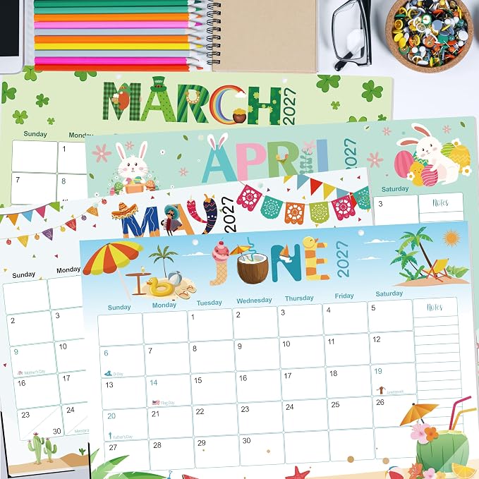 Guasslee Desk Calendar 2026-2027, 19-Month School Year Calendar, 2026 Jun. - 2027 Dec, 17"x11.5" Large Monthly Desk Planner with Corner Protectors, Ample Blocks ＆ Notes for Home Office