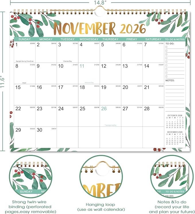 Wall Calendar 2026-2027, 2026-2027 Calendar with 18 Months from Jul. 2026 to Dec. 2027, Calendars 2026-27 Perfect for Office & Home, 11.5" x 15"