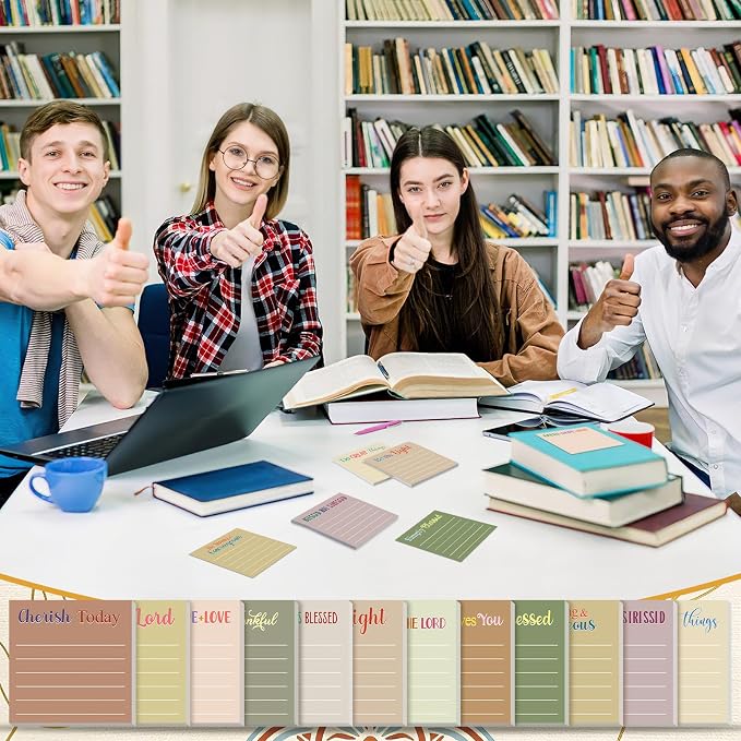 Yinder 24 Pcs Inspirational Sticky Notes, Back to School Supplies, Cute Motivational Sticky Notes Pad Employee Appreciation Gifts Bulk for Teacher Coworker Office 3 x 3'' (Bible,Boho)