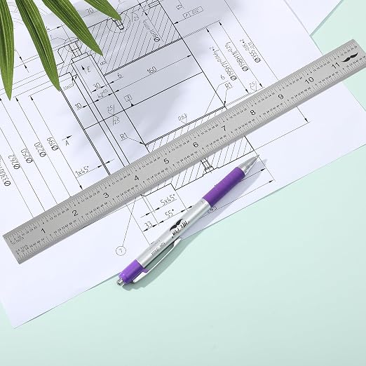 Mr. Pen- Machinist Ruler, 12 Inch, Stainless Steel Imperial | Precision Measuring Tool, 1/8", 1/16", 1/32", 1/64" Graduation for Engineering, Carpentry, Drafting, Office, School