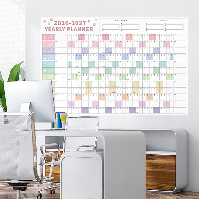 Ospelelf 2026 Wall Calendar Large 32'' x 48'' Dry Erase Laminated Calendar for Wall, 24 Month Big Family Calendar, Use July 2026 - June 2028 (Multicolor)