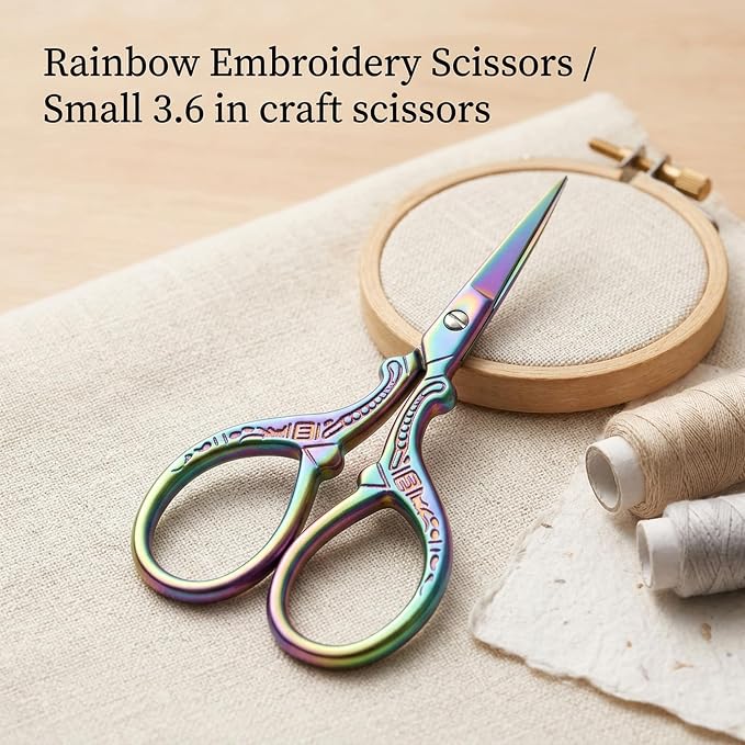 BIHRTC 3.6 Inch Mini Embroidery Scissors Sewing Crafting Stainless Steel Sharp Tip Scissors Shears for Needlework Threading Craft Art Work DIY Tools Cross Sticth