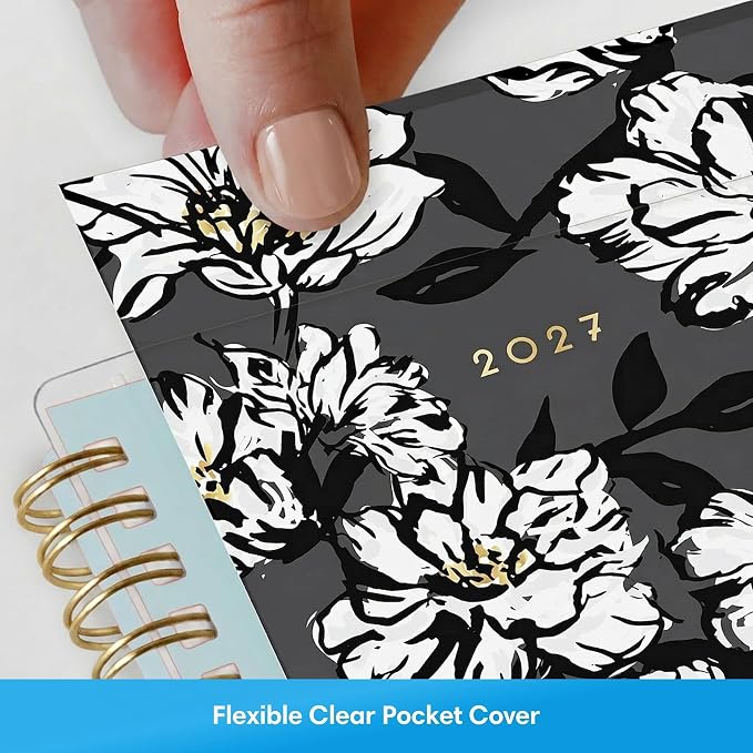Blue Sky 2027 Weekly & Monthly Planner Calendar, 8.5"x11", Baccara Dark | January 2027 - December 2027, Clear Pocket Cover, Durable Twin Wire Binding, Laminated Tabs, Storage Pocket
