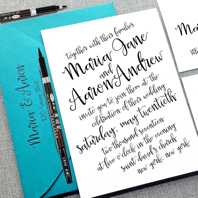 Calligraphy Hand Lettering Brush Pens Drawing Markers Beginners | Kits Chinese Japenese Pens Black Ink for Journaling, Writing, Art Drawing, 3 Size(Pack of 6)