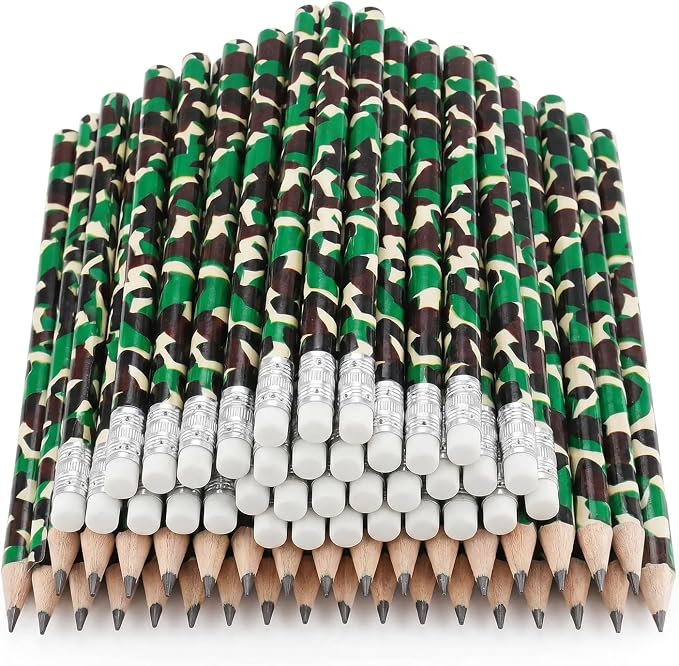 50pc Camouflage Pencils HB, Wooden Writing Pencils for Classroom Office Supplies, Camo Design Bulk Pencils for Kids Students