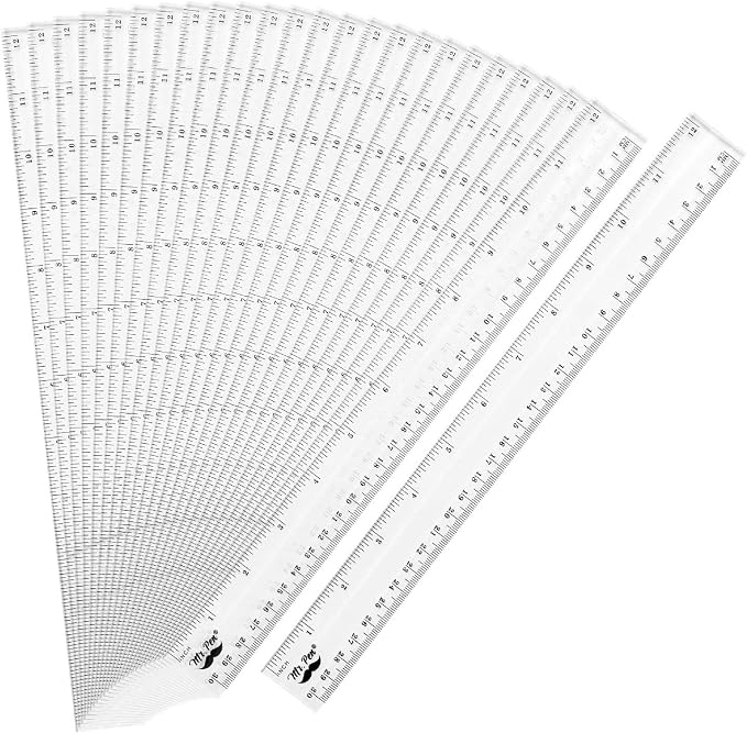Mr. Pen- Bulk Plastic Rulers, 12 Inch, 24 Pack, Easy-to-Read Markings | Scratch-Resistant Design, Durable Clear Ruler for Crafting Office & School, School Supplies, Transparent Bulk Rulers