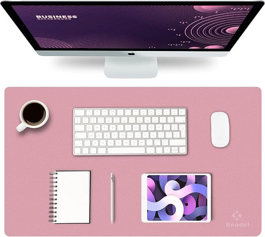 K KNODEL Small Office Desk Mat, Leather Mouse Pad (23.6"x13.8", Purple) | Desk Pad, Keyboard Pad, Computer and Laptop Mat, Desktop Protector and Cover, Writing Pad and Blotter for Home Office