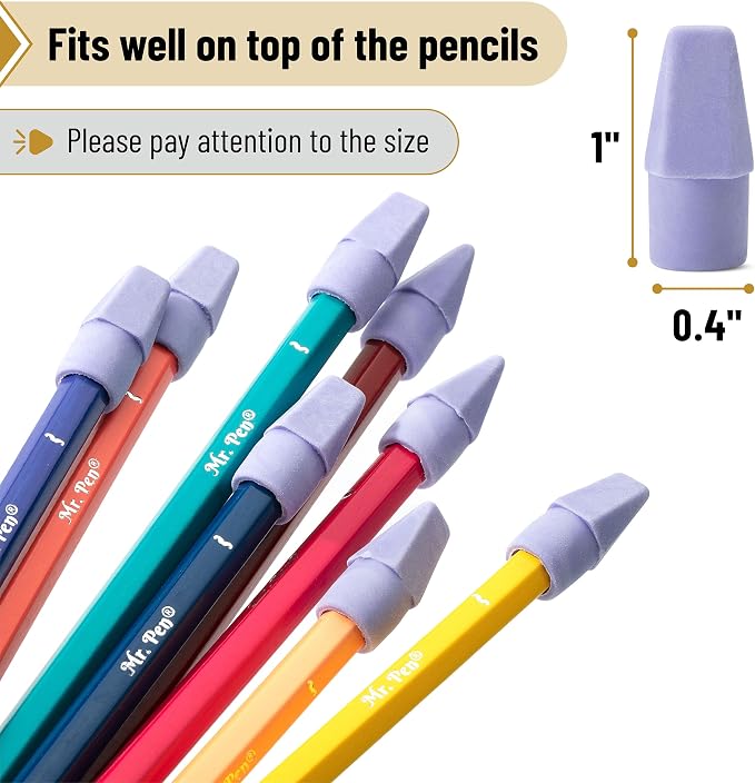 Mr. Pen- Pencil Erasers Toppers, 120 Pack, Purple, Erasers for Pencils | Pencil Top Erasers, Pencil Eraser