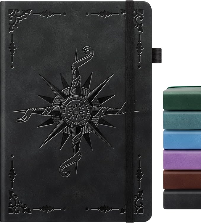 Lined Journal Notebook for Women Men, A5 Hardcover Leather Journals for Writing, 200 Pages Thick Paper, Daily Journal Notebook for Work, School, Note Taking, Business, Travel, College Ruled