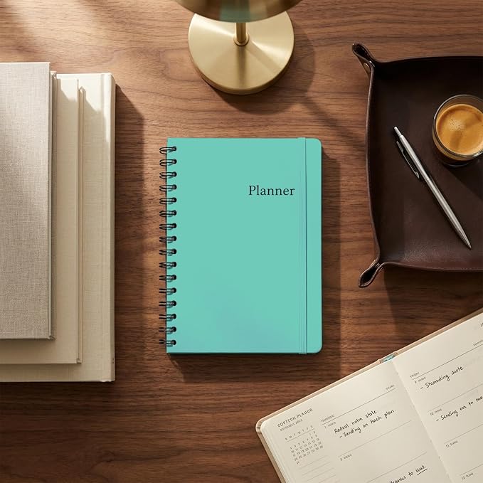 Nextnoid A5 12-Month Undated Weekly & Monthly Planner, Hardcover, Turquoise | Weekly & Monthly Planning Notebook for Home and Office, Agenda Planner, Goal Setting and Scheduling with Weekly Layout