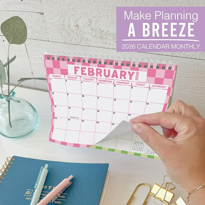 Small Desk Calendar 2026-2027 Standing Flip - 18-Month 2026 Desk Calendar Small for Home, Office & School, Standing Desks Calendars 2026-2027, Mini Desks Calendars, Back to School Teacher Gifts
