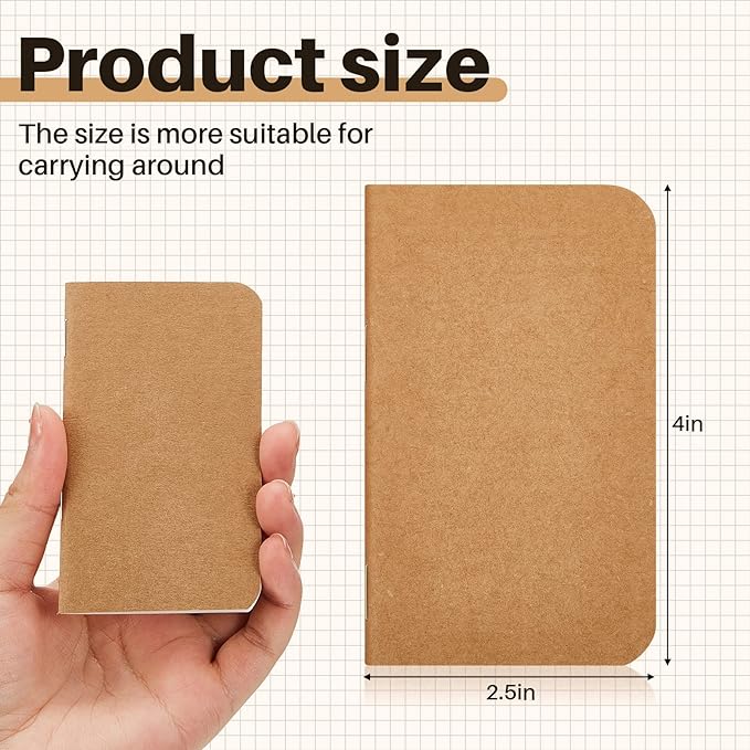 Outus 15 Pcs Mini Pocket Notebook 2.5" x 4" Small Journal Kraft Paper Notepads Bulk Softcover Pocket Notepad Memo Diary Subject Notebooks for Traveler Worker(Brown,Lined Style)